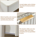 LEYAOYAO 31" Wide Fluted Nightstand with Charging Station, Oversized Extra Large 1 Drawer Night Stand with Golden Handle, White Wood Bedside Table Tall End Tables,for Bedroom, Living Room, Hallway