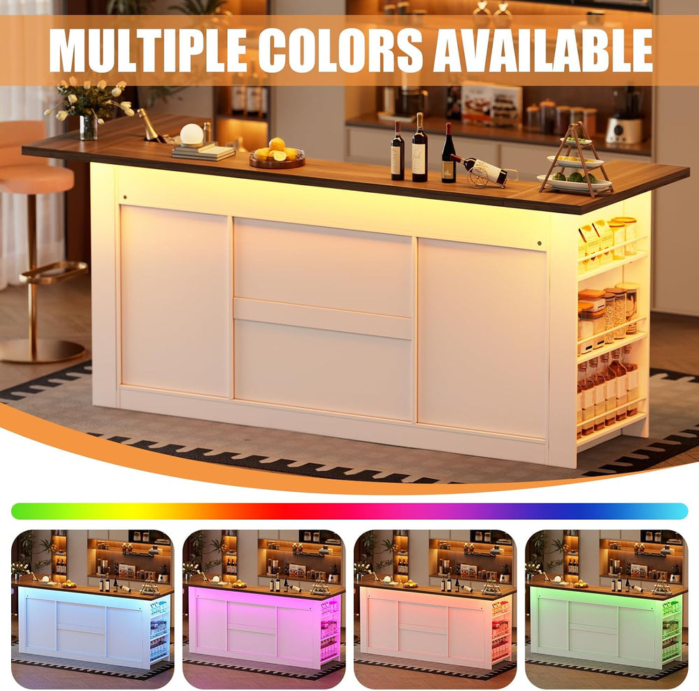 86.6" Large Kitchen Island with Trash Can,Stationary Storage Island with...