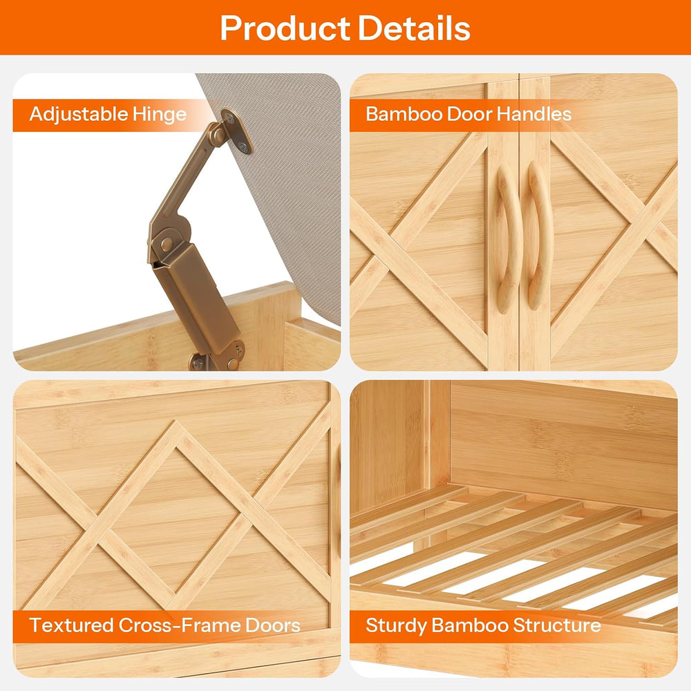 HOOBRO Shoe Bench, Shoe Storage Bench with Cushion, Bamboo Entryway Bench wit...