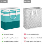 HomeHacks 2-Pack Large Laundry Basket, Waterproof, Freestanding Laundry Hamper, Collapsible Tall Clothes Hamper with Extended Handles for Clothes Toys in the Dorm and Family (Green, 100L)
