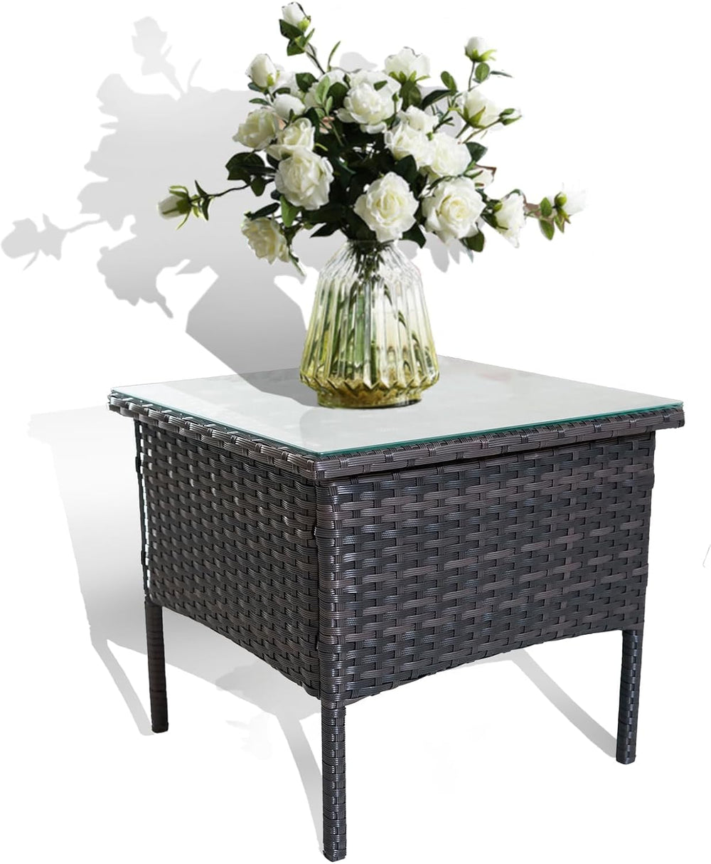 Outdoor Patio Wicker Table,Rattan Side Table,Modern Patio End Side Table with...