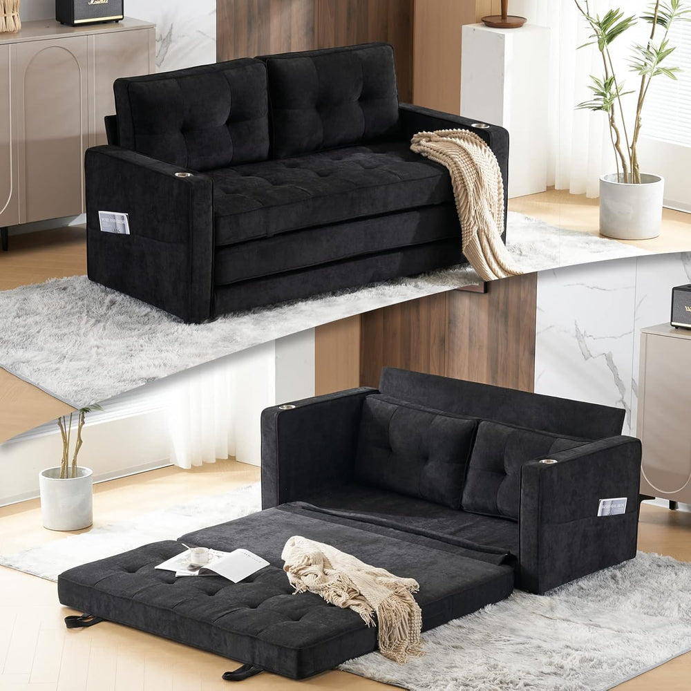 VINGLI Upgraded 64" W 84" L Full Size Futon Sofa Bed, 6" Thick...