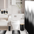 iMucci Bathroom Accessories Black Bathroom Sets with Shower Curtain and Rug, Black Ombre Waterproof Shower Curtain with Ultra Absorbent Rug Bathroom Accessories Set for Home Decor