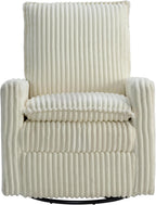 Oxford Baby Uptown Upholstered Glider Recliner Rocking Chair 360° Swivel for Nursery and Living Room - Corduroy, Pearl White
