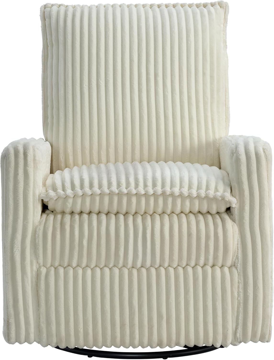 Oxford Baby Uptown Upholstered Glider Recliner Rocking Chair 360° Swivel for Nursery and Living Room - Corduroy, Pearl White