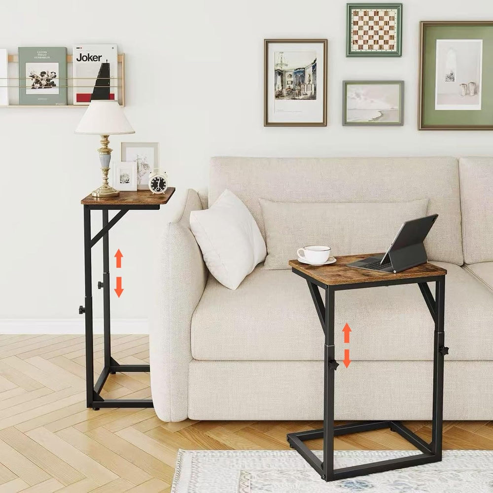 5-Level Adjustable C-Shaped End Table, Small Side Table for Couch, Sofa TV Tr...