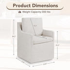 Upholstered Dining Chairs Set of 1, Modern Dining Room Chairs with Casters & Washable Cover, Rolling Accent Chair with Hidden Storage for Kitchen, Farmhouse, Living Room, Linen Fabric, 1 Box