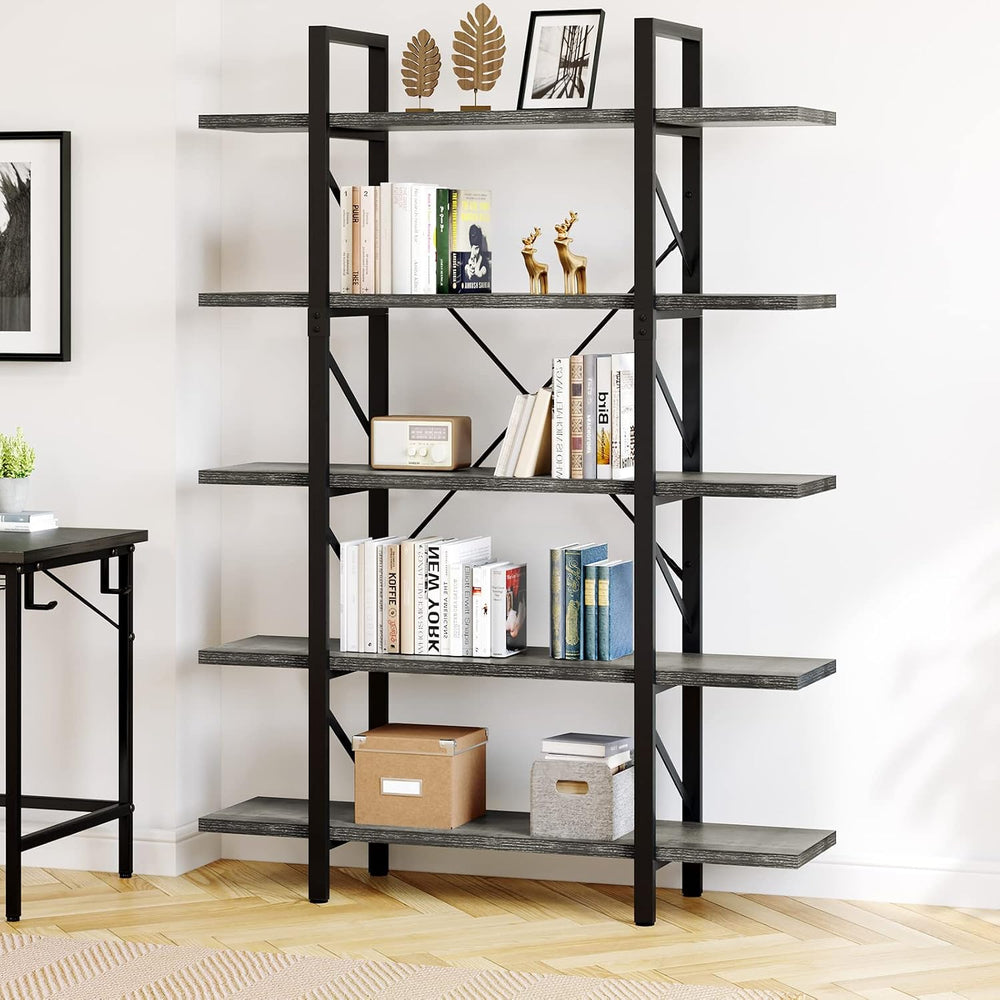 YITAHOME 70.9-Inch 5-Tier Bookshelf, Charcoal Gray