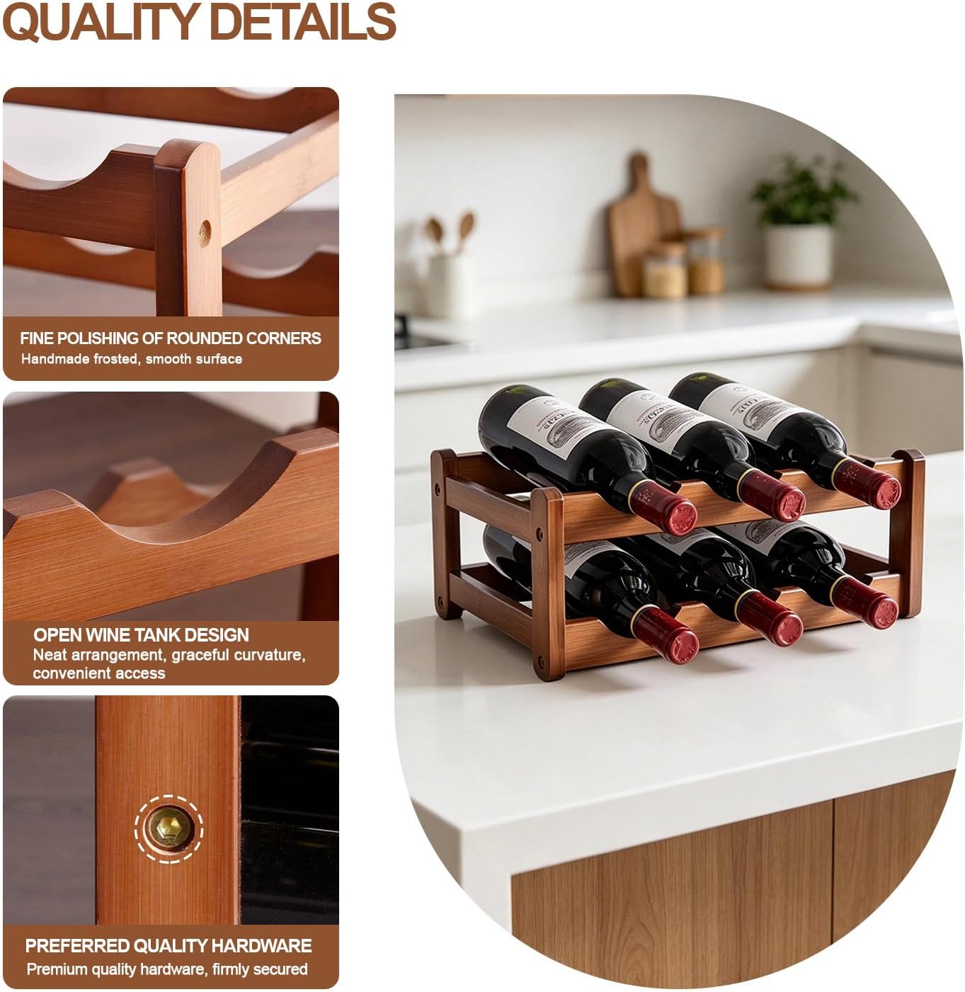 Wine Rack Countertop, 2 Tier Wine Rack 6 Bottle Wine Racks for Wine Bottles Storage Display,Free Standing Floor Wine Racks Countertop Wine Holder Bottle Rack Wine Storage Cabinet Shelf (2 Tier)