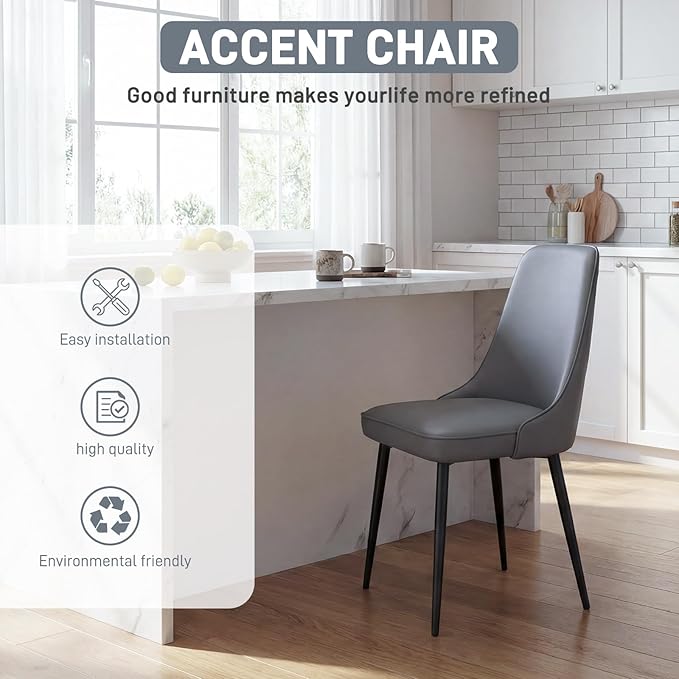 Modern Dining Chairs Set of 4, Faux Leather Upholstered Dining Room Chair Kit...