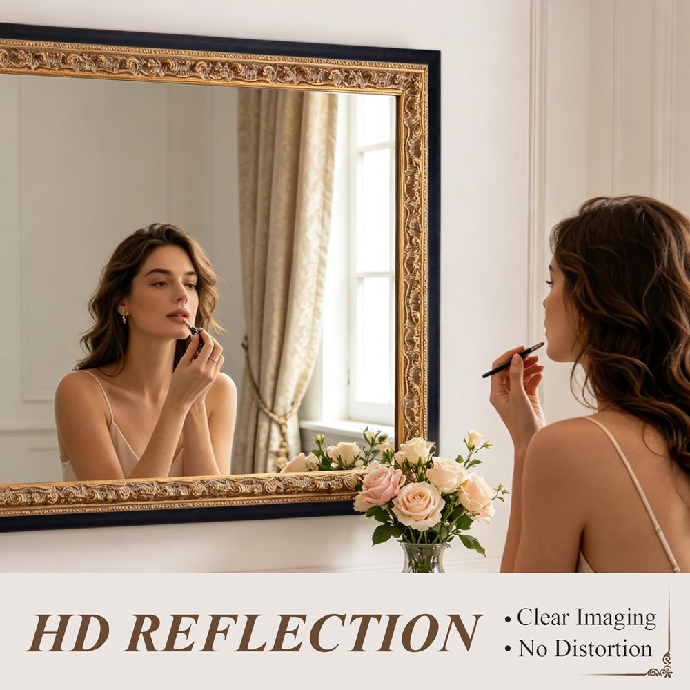 52"x36" Wall Mirrors Decorative, Black Bathroom Vanity Mirror with ...
