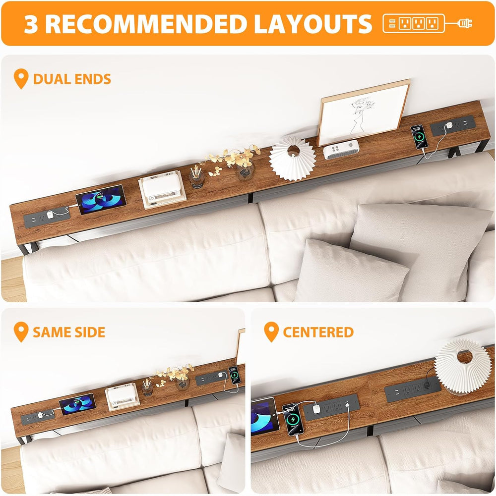 Bathola 71'' Behind Couch Table with 2 Outlets, Sofa Tables Narrow Lo...