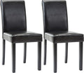 LSSPAID Dining Chairs Set of 2, PU Leather Padded Upholstered Modern Parson Chair, Dining Room Chairs with Solid Wood Legs for Kitchen Living Room, Black