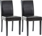 LSSPAID Dining Chairs Set of 2, PU Leather Padded Upholstered Modern Parson Chair, Dining Room Chairs with Solid Wood Legs for Kitchen Living Room, Black