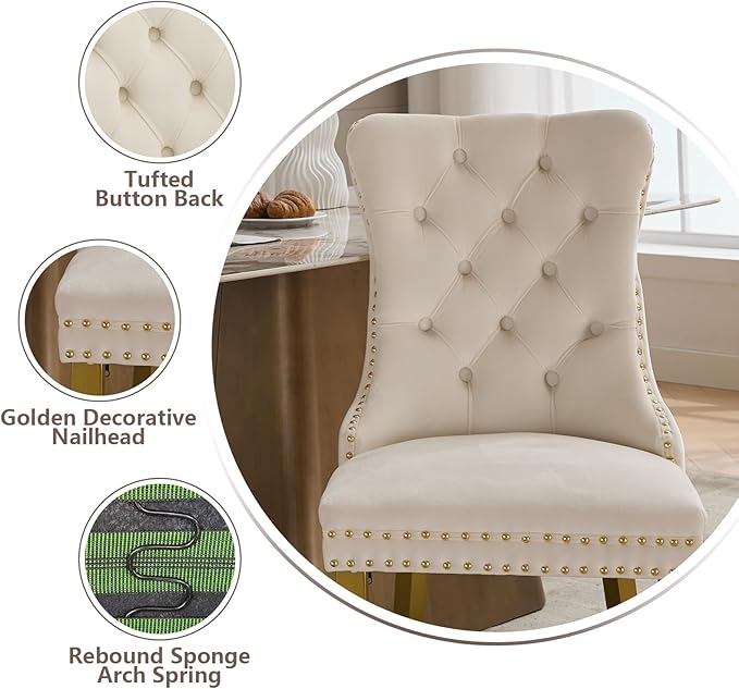 Velvet Dining Chairs Set of 6, Kitchen & Dining Room Chairs, Upholstered ...