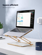 Lamicall Adjustable Laptop Stand, Portable Laptop Riser, Aluminum Laptop Stand for Desk Foldable, Ergonomic Computer Notebook Stand Holder for MacBook Air Pro, Dell XPS, HP (10-17.3'') -Gold