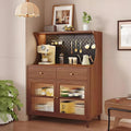 Kitchen Pantry Cabinet, Tall Storage Cabinet with Drawer, Freestanding Kitchen Cupboard, Coffee Bar Workstation, for Dining Room, Living Room(Brown,120x70cm/47.2x27.6in)