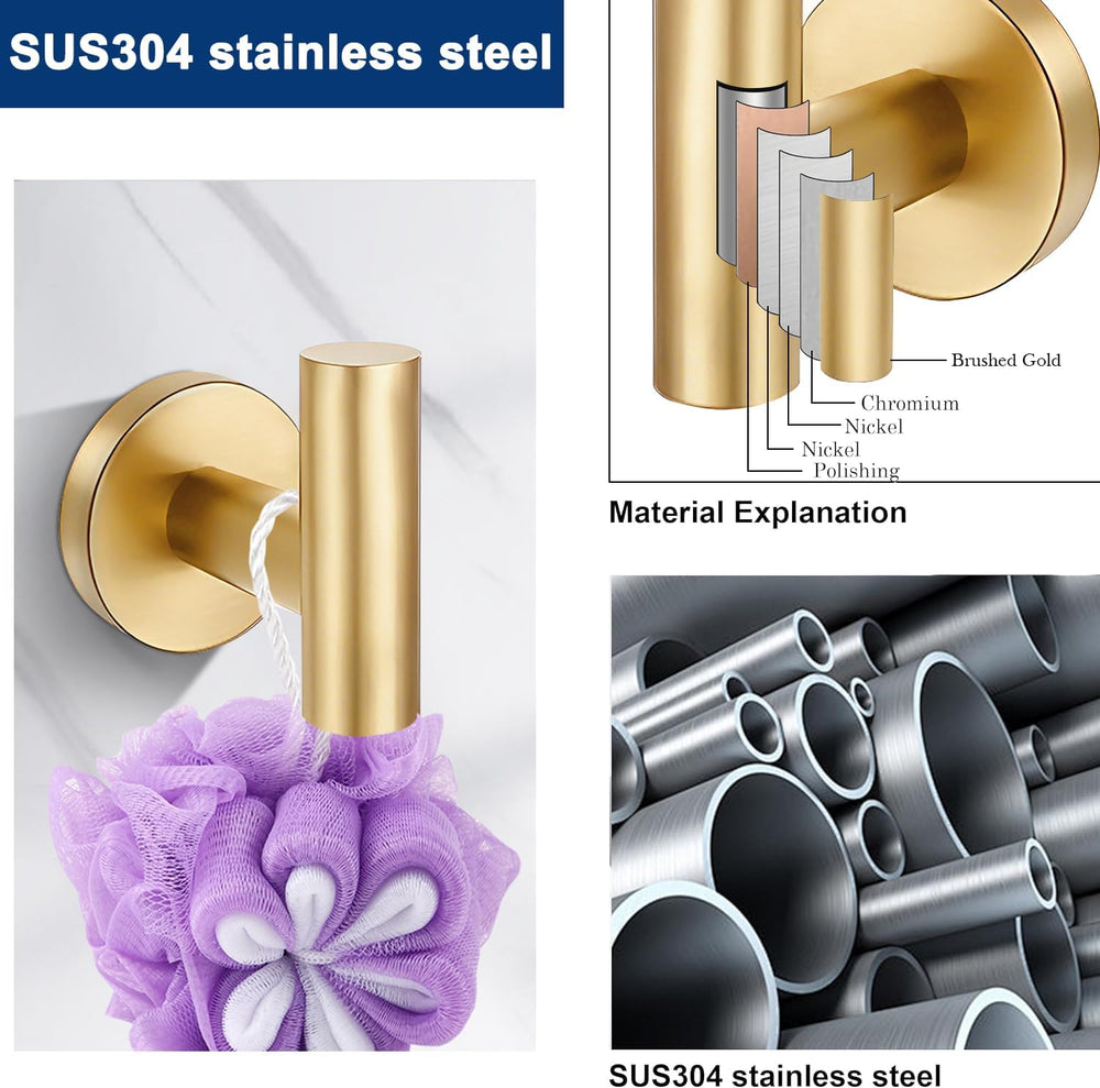 5 Pieces Bathroom Hardware Accessories Set Brushed Gold, 24Inch Bathroom Towe...