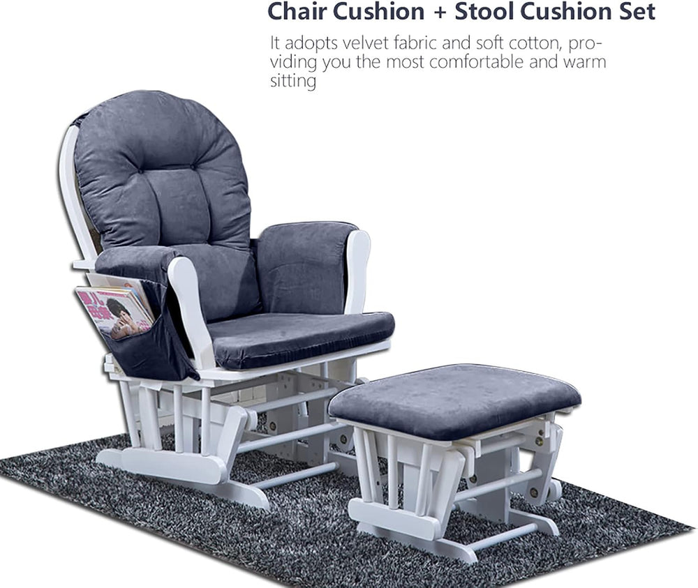 Zerone Soft Velvet Cotton Chair Cushions and Stool Pad Set, Glider Rocker Rep...