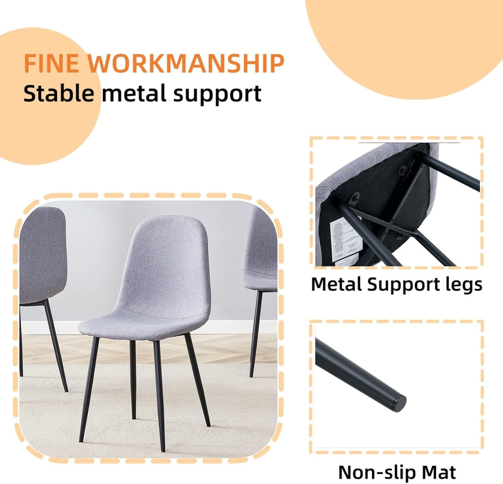 Modern Linen Dining Chairs Set of 4, Luxury Upholstered Kitchen Chairs with H...