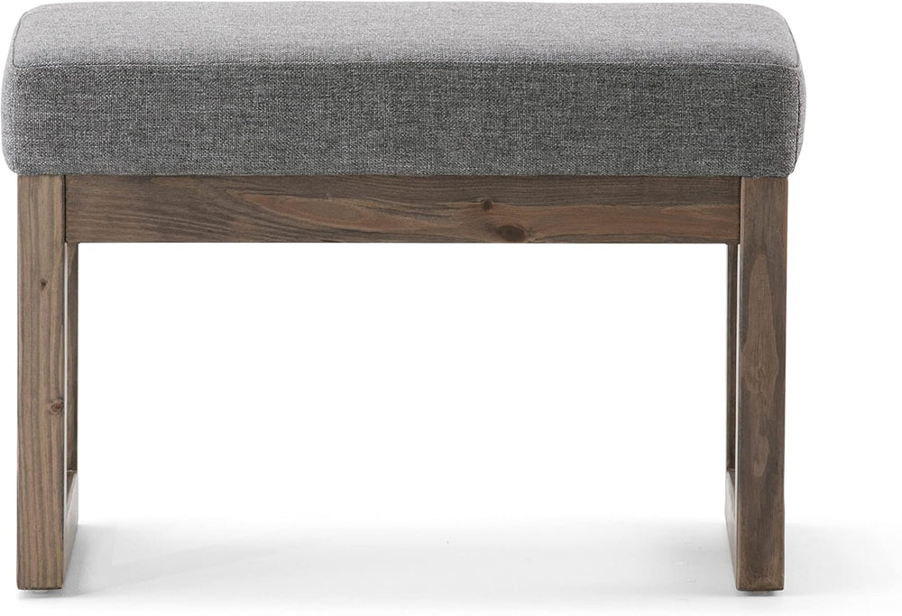 SIMPLIHOME Milltown 27" Wide Linen Look Rectangle Ottoman in Grey | Cont...