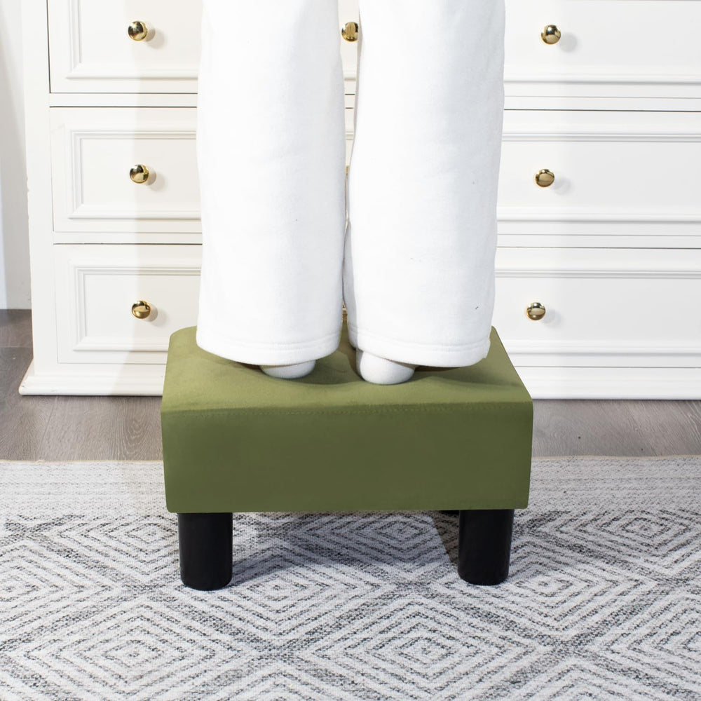 Adeco Small Velvet Foot Stool for Living Room & Bedroom, Boho Chic Uphols...