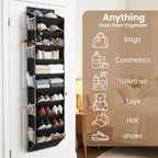 10-Tier Over The Door Organizer with 4 Anti-Scratch Silicone Hooks & 10 Side Pockets, Hanging Shoe Organizer for Closet (20 Pairs), Behind the Door Storage