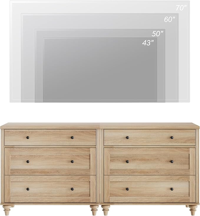WAMPAT Entertainment Center with Bookshelves for TVs up to 75", Farmhouse Wall Unit TV Stand with Drawers, Media Console Table for Living Room, Bedroom & Home Theater, Oak