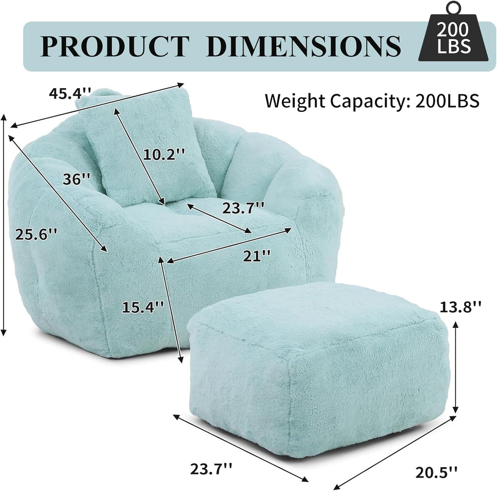 Bean Bag Chair for Adults, Faux Fur Upholstered Beanbag Chair with Shell-Shap...