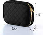 Teamoy Small Jewelry Travel Case, Portable Jewelry Organizer Bag for Earrings, Necklace, Rings and More (Small, Quilted- Black)