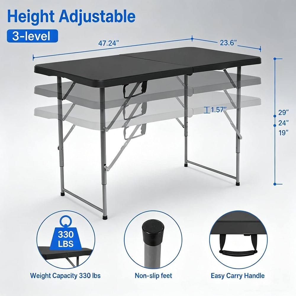 Dkeli Folding Table 4/6 Foot Indoor Outdoor Heavy Duty Plastic Table Portable...
