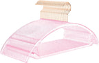 MIZGI Premium Clear Hangers (Pack of 50) Heavyduty- Pink Acrylic No Shoulder Bump Suit Hangers - Space Saving Clothes Hangers,Rounded Hanger for Coat,Sweater,Jackets,Pants