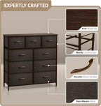Sorbus Dresser with 9 Drawers - Furniture Storage Chest Tower Unit for Bedroom, Hallway, Closet, Office Organization - Steel Frame, Wood Top, Easy Pull Fabric Bins (Brown)
