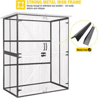 Aivituvin Storage Shed Outdoor Storage Cabinet Upgraded with All Arounded Metal Frame, Wooden Floor and Adjustable Shevels 55" L x 29" W x 67" H, Off-White