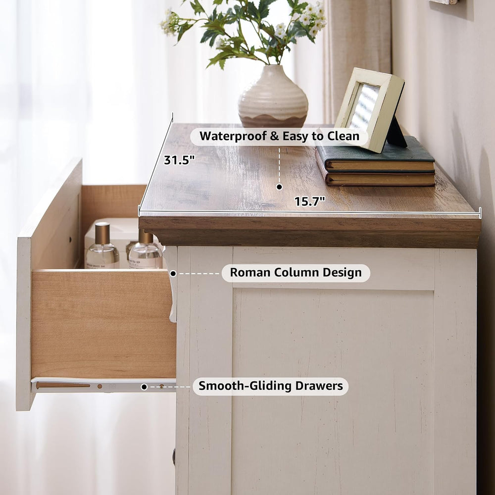 T4TREAM Farmhouse 5 Tall Drawers Dresser for Bedroom, 47" H Wooden Chests