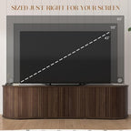 59" Fluted TV Stand with Sliding Tambour Door, Mid Century Modern Wood Media Console with Storage Cabinet, Entertainment Center for Living Room (Walnut)