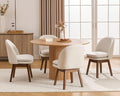 Upholstered Dining Chairs Set of 4, Modern Linen Fabric Dining Room Chairs with Solid Wood Legs & Double-Padded Seat, Swivel Accent Desk Chair for Kitchen Dining Room Restaurant - Beige