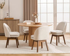 Wahson Upholstered Dining Chairs Set of 6, Modern Linen Fabric Dining Room Chairs with Solid Wood Legs & Double-Padded Seat, Swivel Accent Desk Chair for Kitchen Dining Room Restaurant - Beige