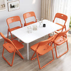 Plastic Folding Chair, Indoor Outdoor Portable Stackable Commercial Seat with Steel Frame 200lb.(Orange)