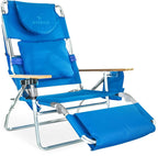 Ostrich the Deluxe 3N1 Lightweight Lawn Beach Reclining Lounge Chair with Footrest, Outdoor Furniture for Patio, Balcony, Backyard, or Porch, Blue