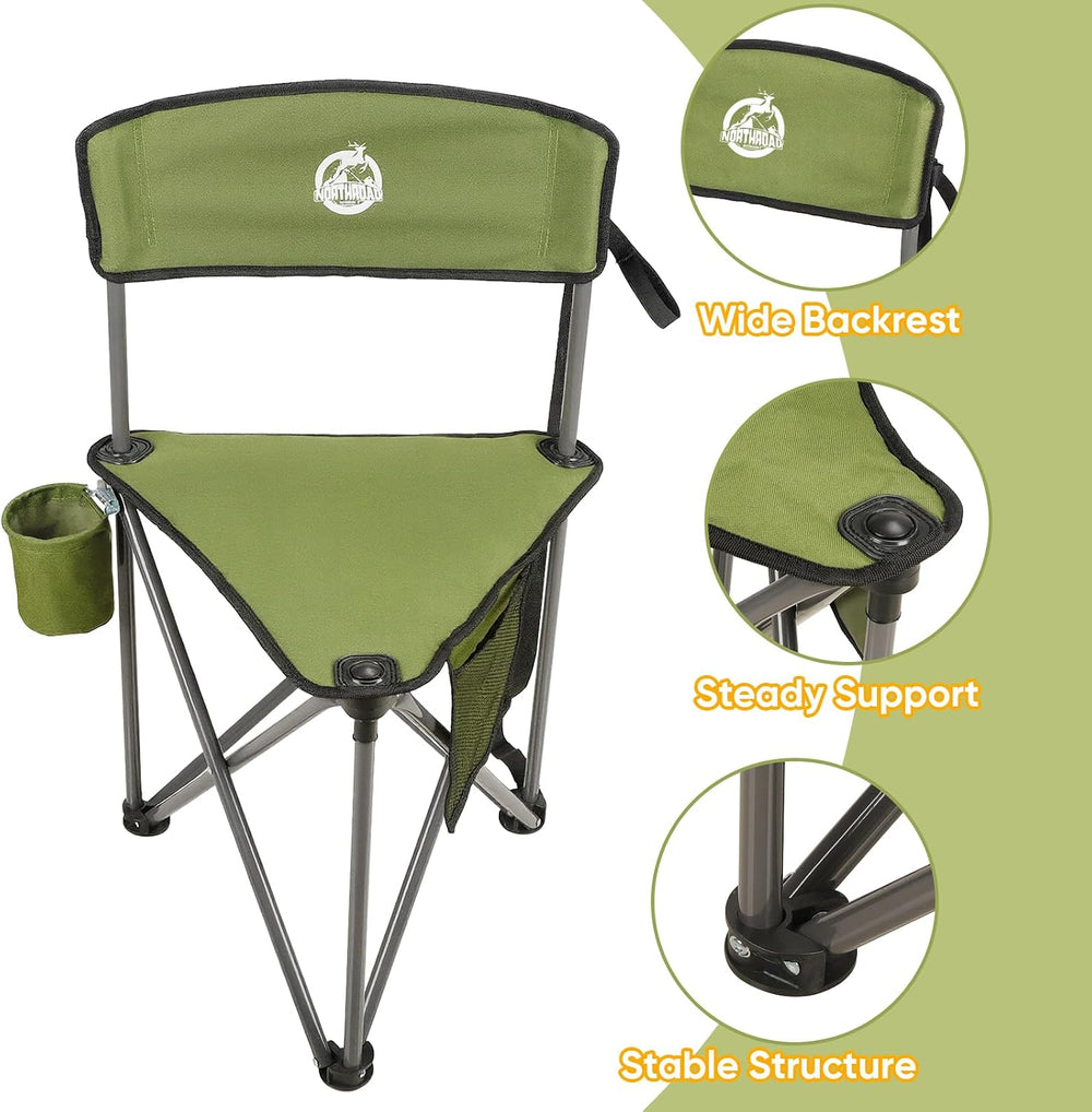 2 Pack Tripod Camping Chairs, Portable 3 Legged Folding Tripod Stool Seat wit...