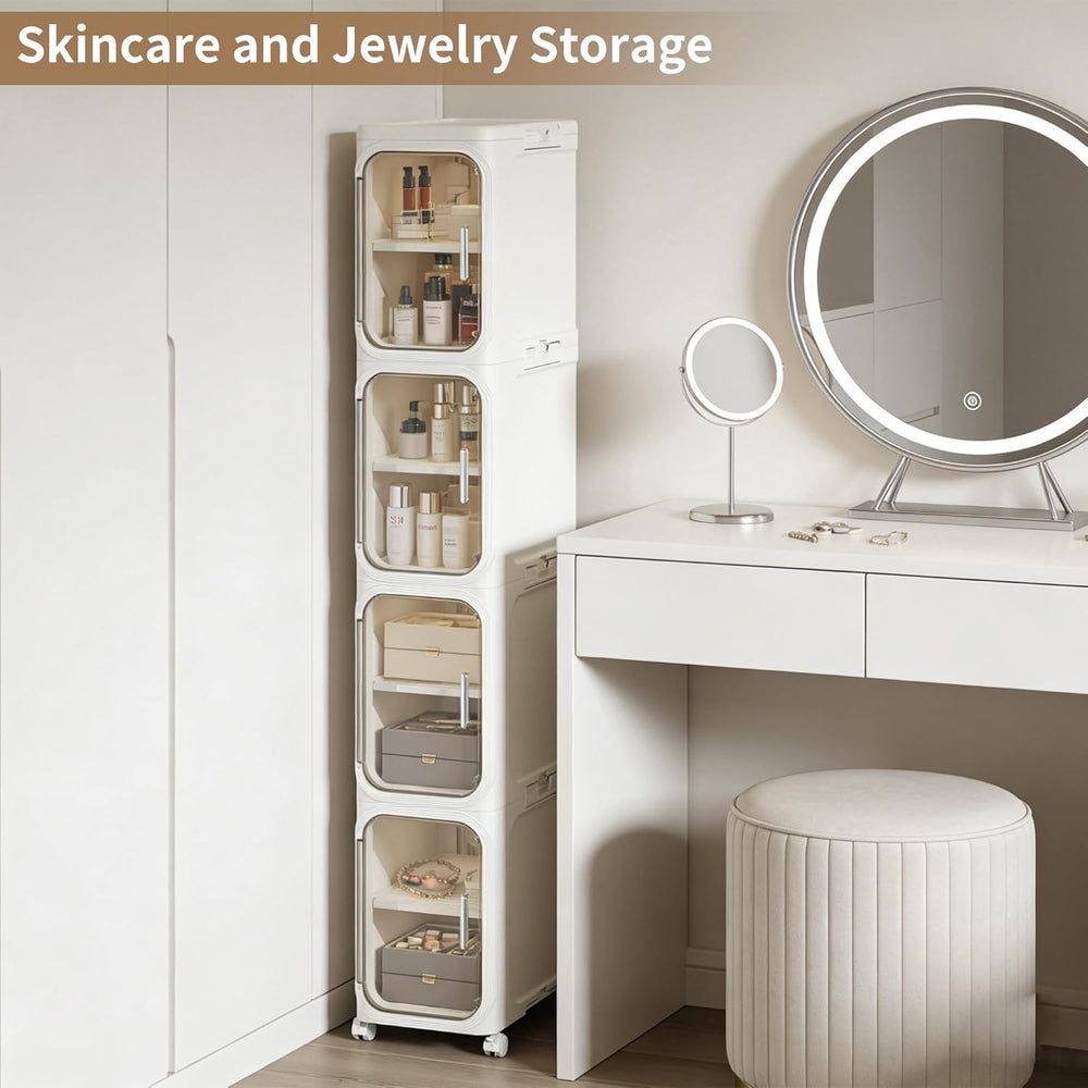 LXLXXL Narrow Storage Cabinet Slim Bathroom Storage Cabinet with Movable Whee...