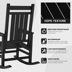 Outdoor HDPE Rocking Chairs, HDPE Oversized Patio Rocking Chairs, All Weather Resistant Porch Rocker, Heavy Duty Front Plastic Rockers for Outside