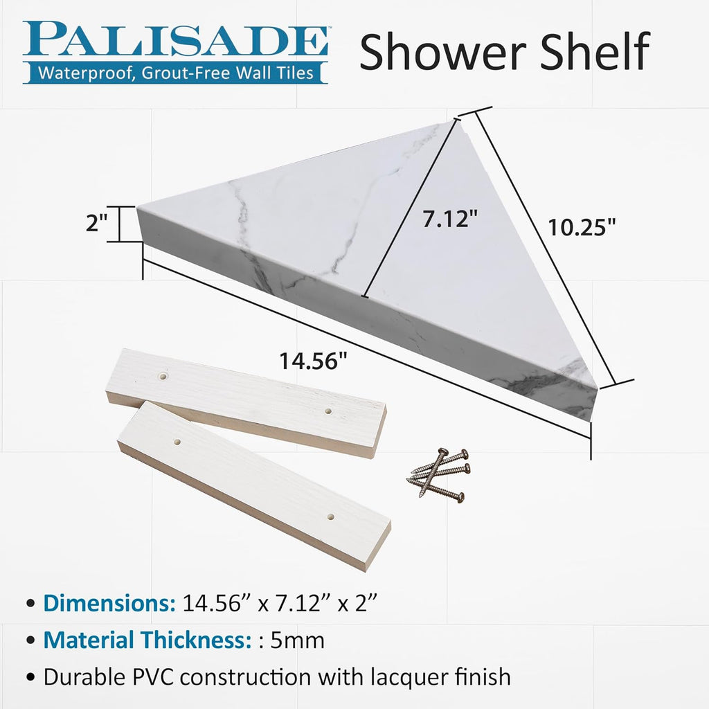 Palisade Vinyl Waterproof Corner Shower Shelf in Dusty Pearl