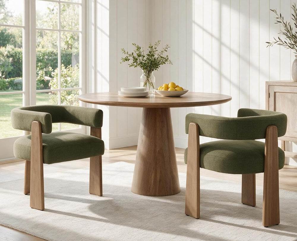 Shunzhi Green Barrel Dining Chairs Set of 2, Upholstered Dining Room Chairs
