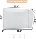 EASEPRES 3 Single Pocket Mesh Hanging File Organizer, Vertical Wall Mounted Magazine File Holder, Mount Basket Mail Paper Document Folder Organizing for Office, Home and School, White