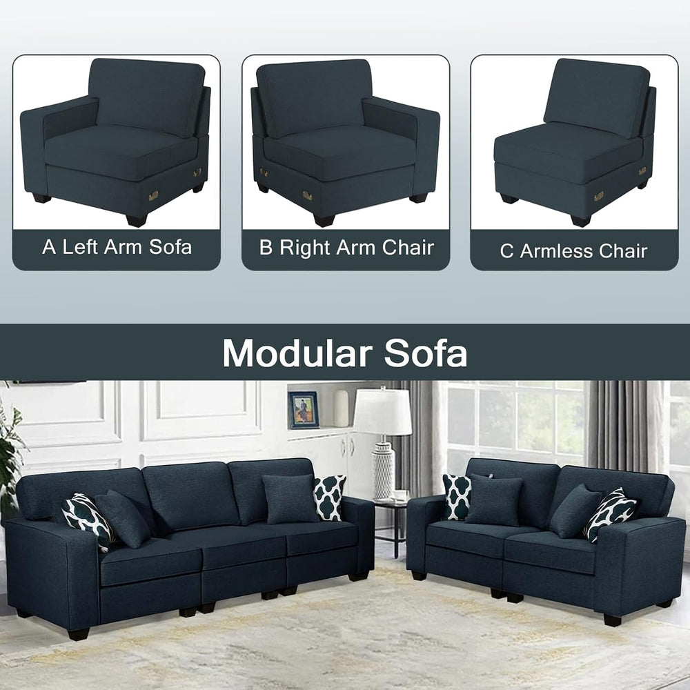 Legend Vansen Modular Sectional Sofa L Shaped Couch with Ottoman Modern Rever...