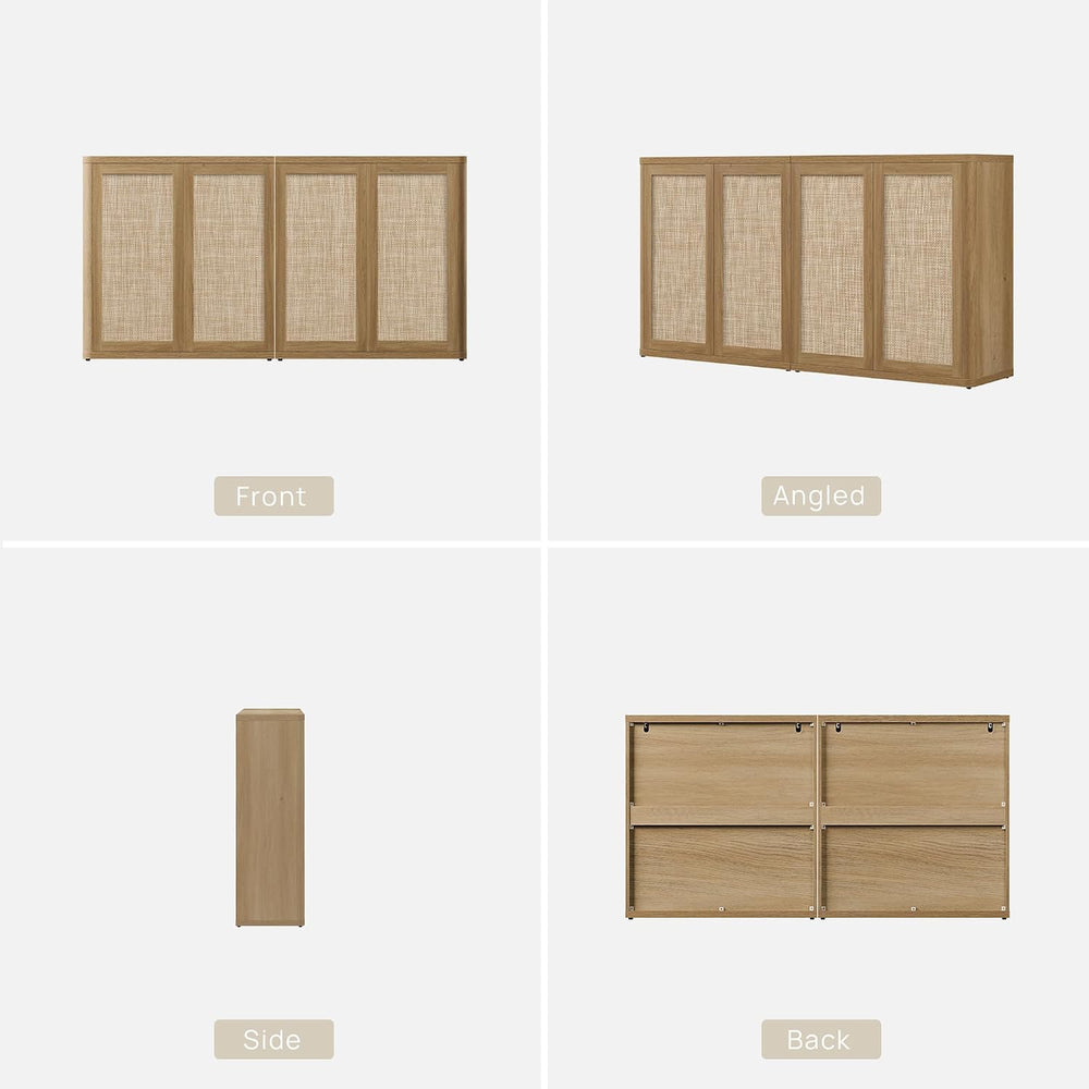 SICOTAS 64" Rattan Modular Buffet Sideboard Storage Cabinet - Large Cred...