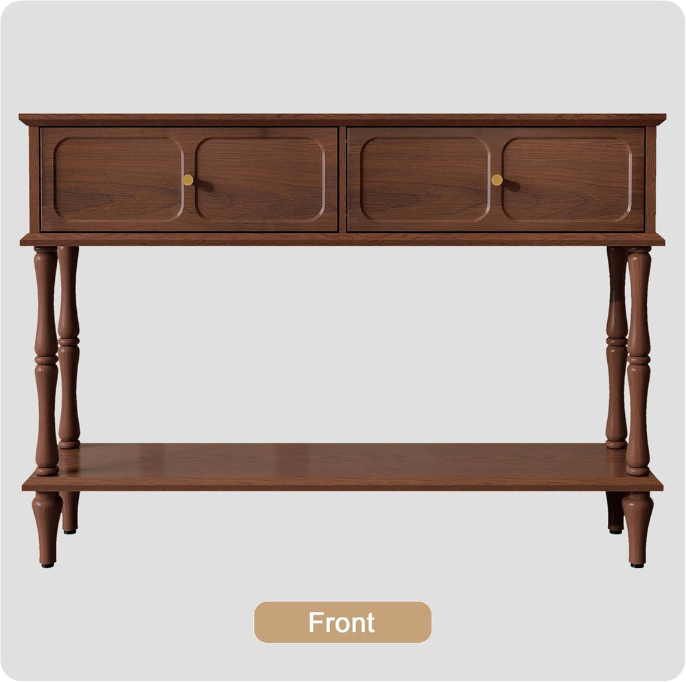 ARTPOWER 47" Mid-Century Console Table, 2 Drawers and Open Shelf, Brown ...