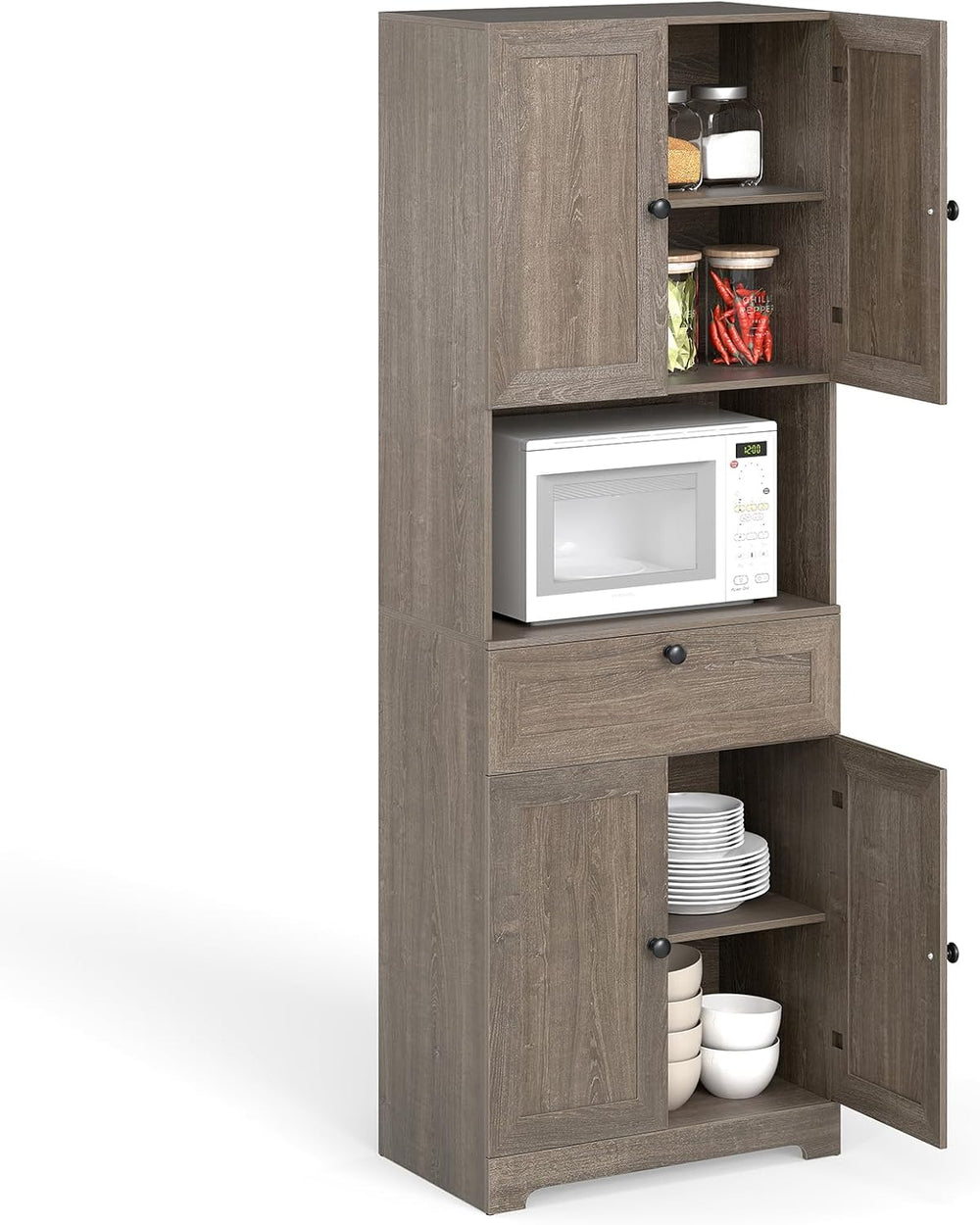 GOFLAME 67.5" Tall Pantry Cabinet, Freestanding Kitchen Pantry Cupboard ...